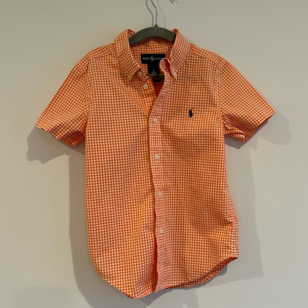 Ralph Lauren Boys Gingham Cotton Poplin Shirt Size 5